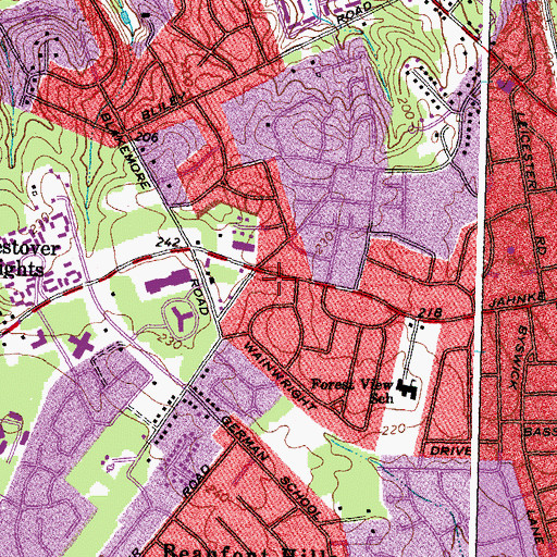 Topographic Map of Jahnke Road Baptist Church, VA