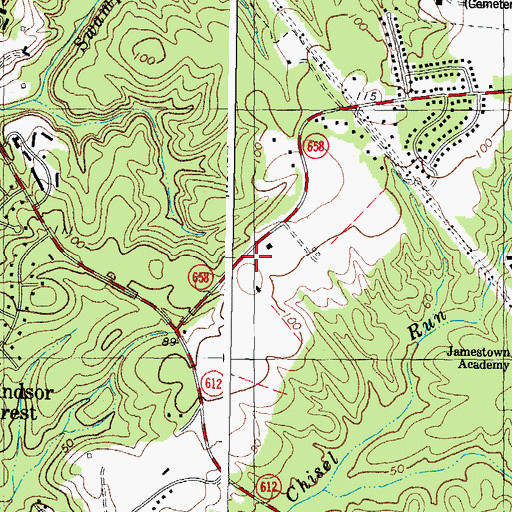 Topographic Map of Jamestown Christian Fellowship Church, VA