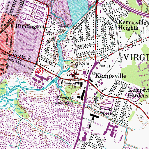 Topographic Map of Kempsville Baptist Church, VA