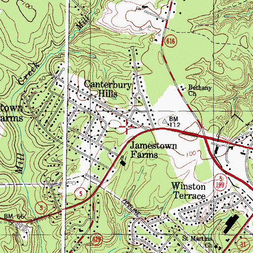 Topographic Map of King's Way Church, VA