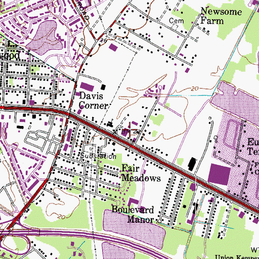 Topographic Map of Life in His Word Christian Center, VA