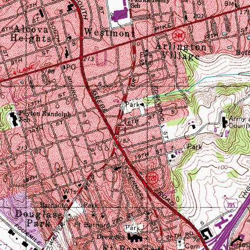 Topographic Map of Long Life with Jesus Spiritual Baptist Church, VA