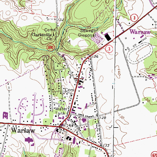 Topographic Map of Menokin Baptist Church, VA