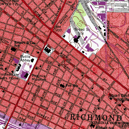 Topographic Map of Metropolitan Community Church of Richmond, VA