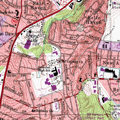 Topographic Map of Mount Calvary Baptist Church, VA