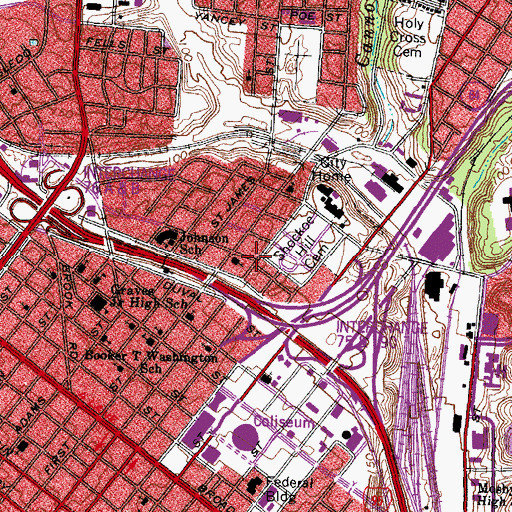 Topographic Map of Mount Olive Congregation Church of God, VA