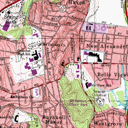 Topographic Map of Mount Vernon United Methodist Church, VA