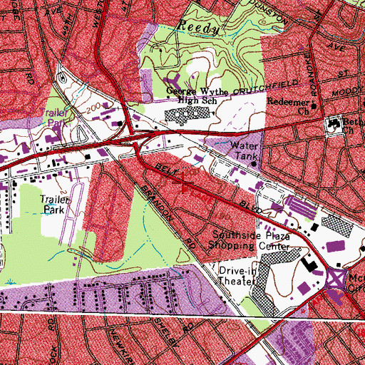 Topographic Map of New Direction Evangelistic Church, VA