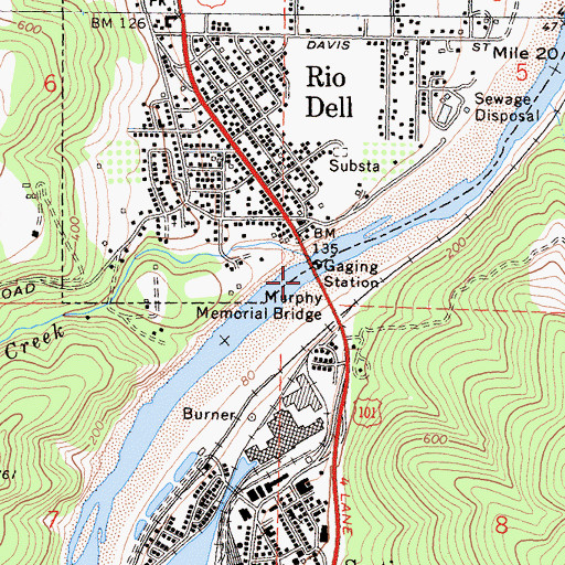 Topographic Map of Murphy Memorial Bridge, CA