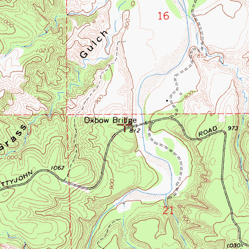 Topographic Map of Oxbow Bridge, CA