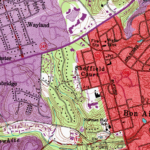 Topographic Map of Richmond Public Library Bon Air Library, VA