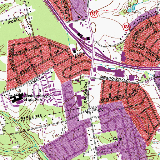 Topographic Map of Richmond Public Library Meadowdale Branch Library, VA