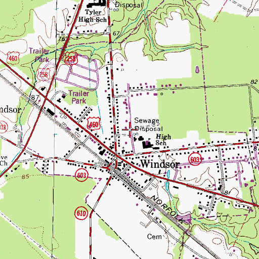 Topographic Map of Windsor Public Library, VA