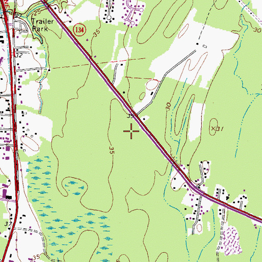 Topographic Map of York County Public Library Tabb Branch Library, VA
