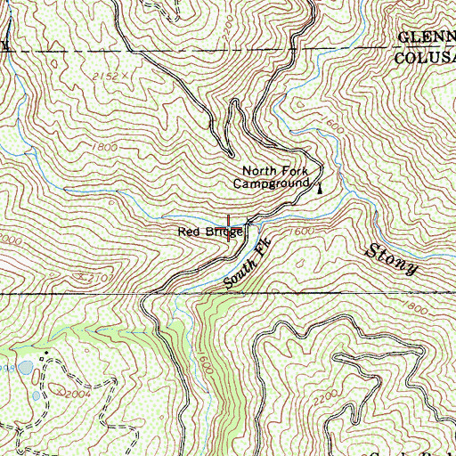Topographic Map of Red Bridge, CA