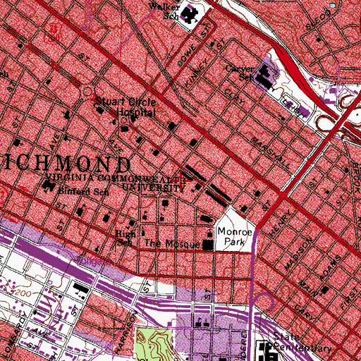 Topographic Map of Anderson Gallery at Virginia Commonwealth University, VA