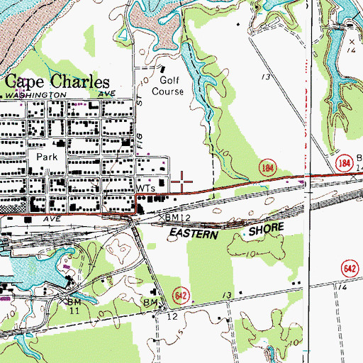 Topographic Map of Cape Charles Historical Society Museum, VA