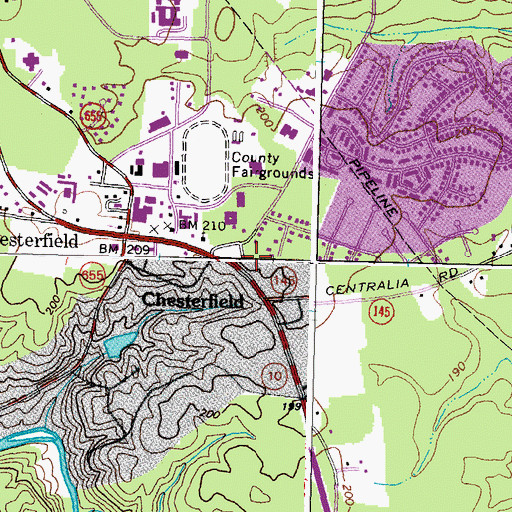 Topographic Map of Chesterfield Historical Society Museum, VA