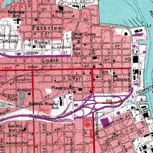 Topographic Map of Chevra T'helim Jewish Museum and Cultural Center, VA