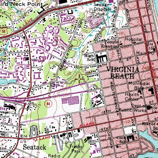 Topographic Map of Contemporary Art Center of Virginia, VA