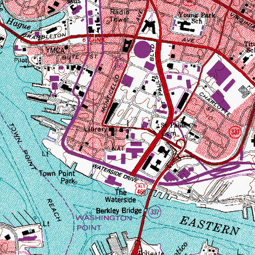 Topographic Map of MacArthur Memorial Museum, VA