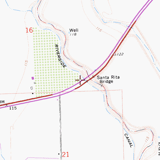 Topographic Map of Santa Rita Bridge, CA