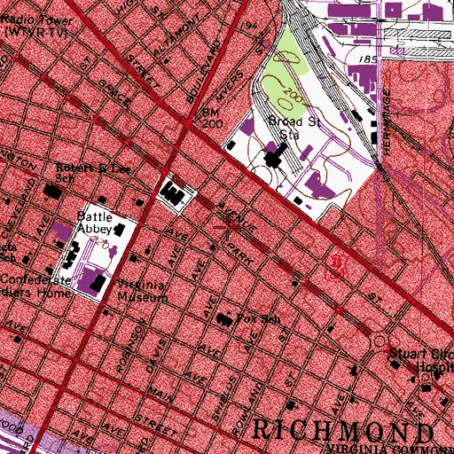 Topographic Map of Virginia Center for Architecture, VA