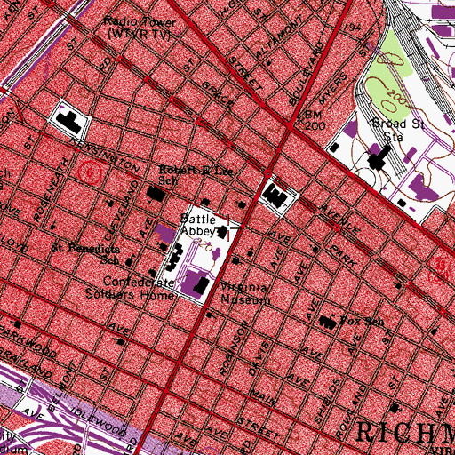 Topographic Map of Virginia Department of Historic Resources Richmond Central Office, VA