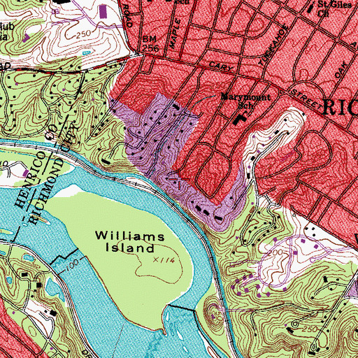 Topographic Map of Wilton House Museum, VA