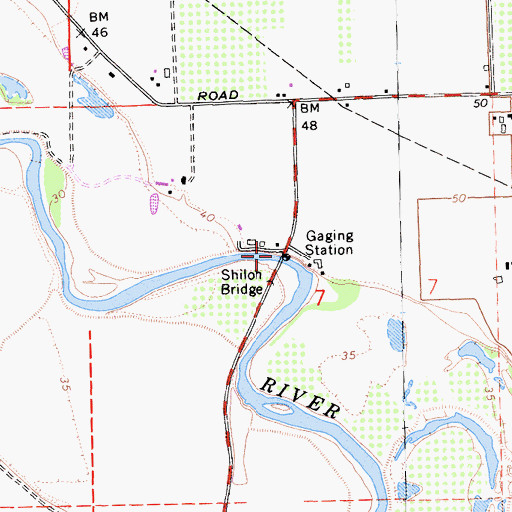 Topographic Map of Shiloh Bridge, CA