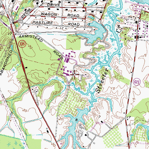 Topographic Map of Hampton Roads Sanitation District Nansemond Sewage Treatment Plant, VA