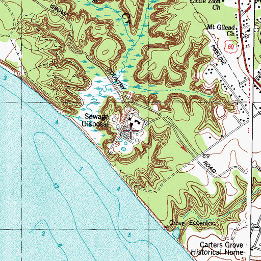 Topographic Map of Hampton Roads Sanitation District Williamsburg Sewage Treatment Plant, VA