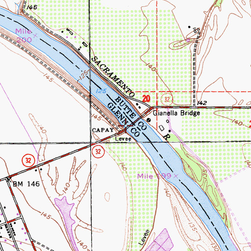 Topographic Map of Gianella Bridge, CA