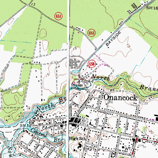 Topographic Map of Town of Onancock Wastewater Treatment Facility, VA
