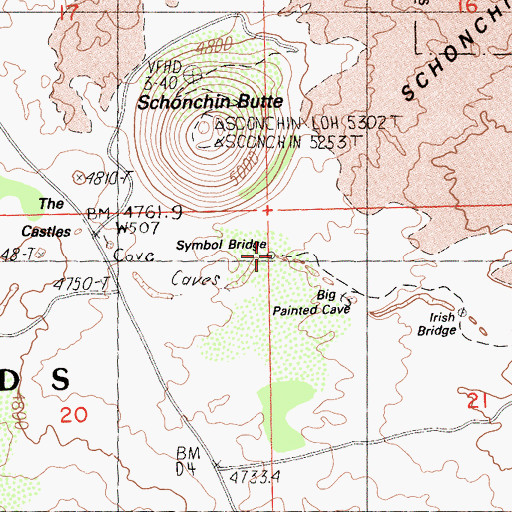 Topographic Map of Symbol Bridge, CA