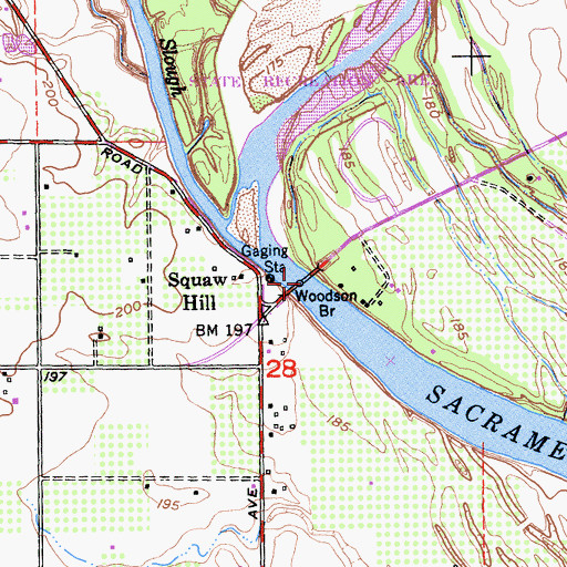 Topographic Map of Woodson Bridge, CA