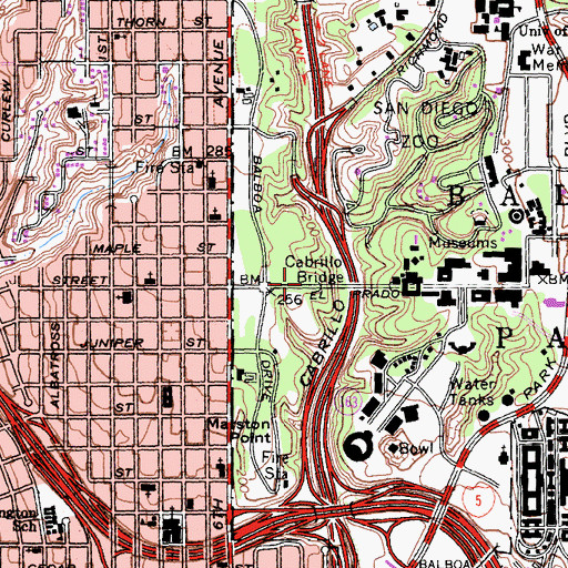 Topographic Map of Cabrillo Bridge, CA