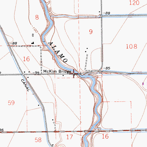 Topographic Map of McKim Bridge, CA