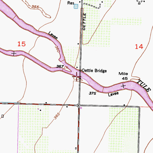 Topographic Map of Oettle Bridge, CA