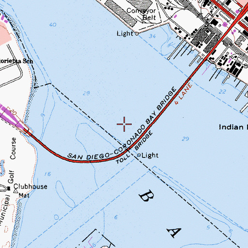 Topographic Map of San Diego-Coronado Bay Bridge, CA