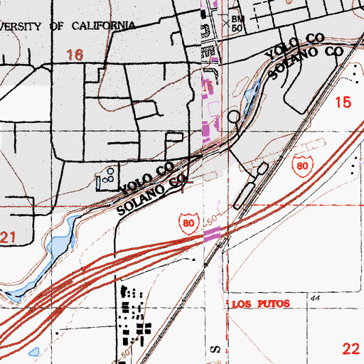 Topographic Map of Putah Township, CA