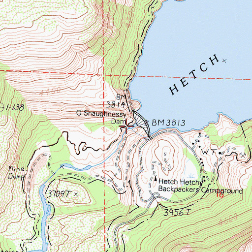 Topographic Map of Hetch Hetchy Valley, CA