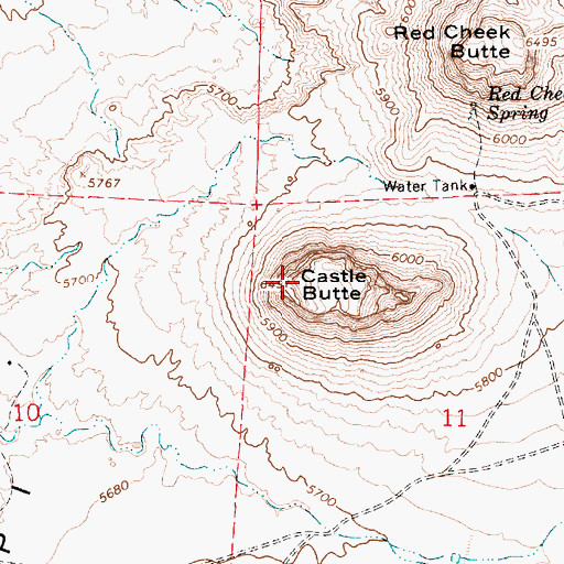 Topographic Map of Castle Butte, AZ