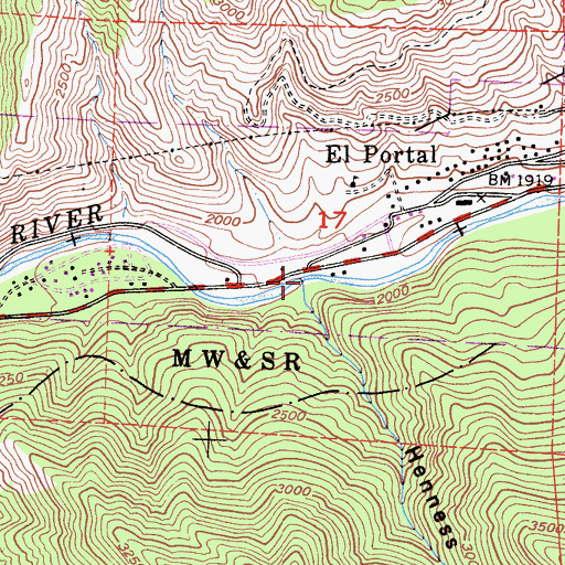 Topographic Map of Henness Branch, CA