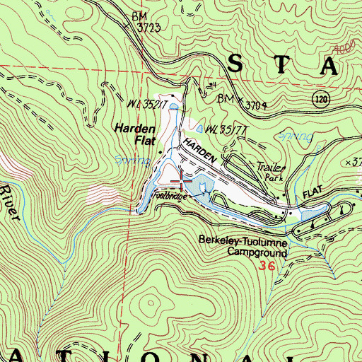 Topographic Map of Harden Ranch, CA