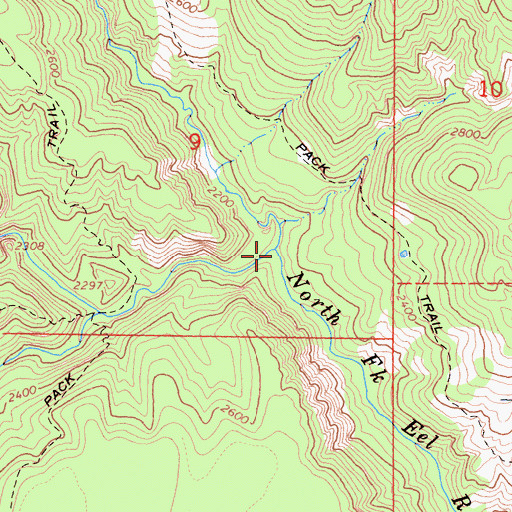 Topographic Map of East Fork North Fork Eel River, CA