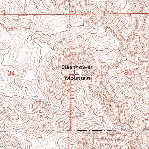 Topographic Map of Eisenhower Mountain, CA