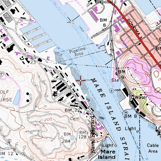 Topographic Map of Carquinez Bay, CA