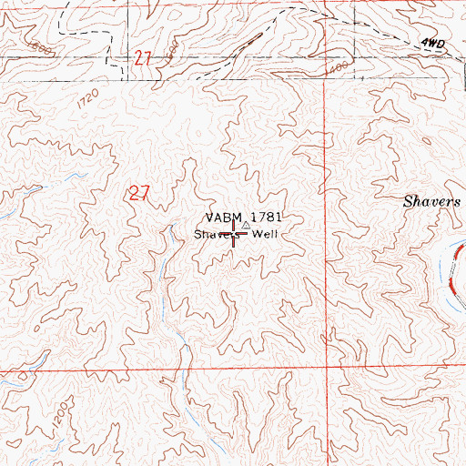 Topographic Map of Blake Hill, CA