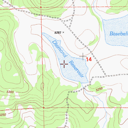 Topographic Map of Diamond Reservoir, CA